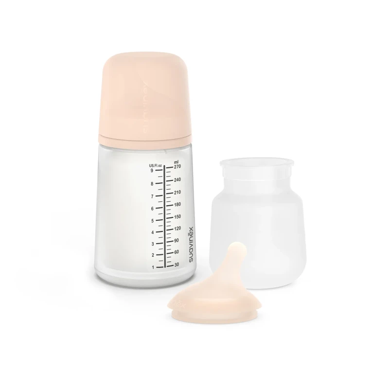 Suavinex Zestaw Startowy ZERO ZERO, butelka 270ml smoczek i woreczek - średni przepływ