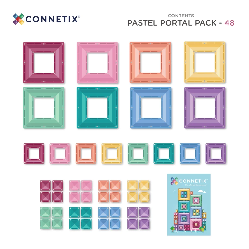Connetix - klocki magnetyczne Pastel Portal Pack 48 elementów