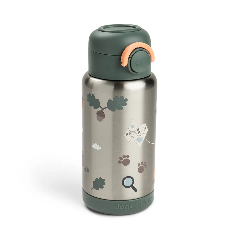 Done by Deer butelka termiczna ze słomką – Tiny Trails Green | 340 ml 