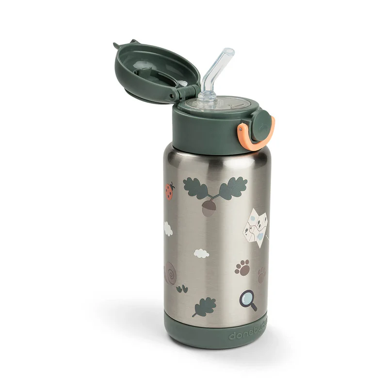 Done by Deer butelka termiczna ze słomką – Tiny Trails Green | 340 ml 