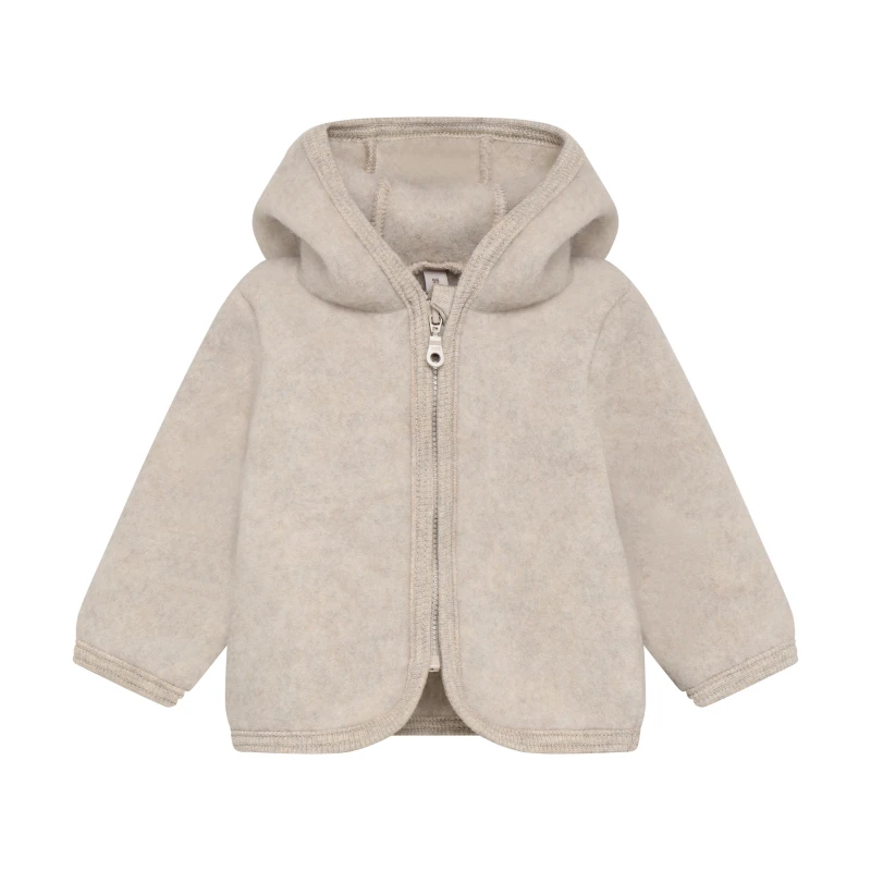 HUTTELIHUT kurtka z kapturem i uszami z wełny merino Camel Melange
