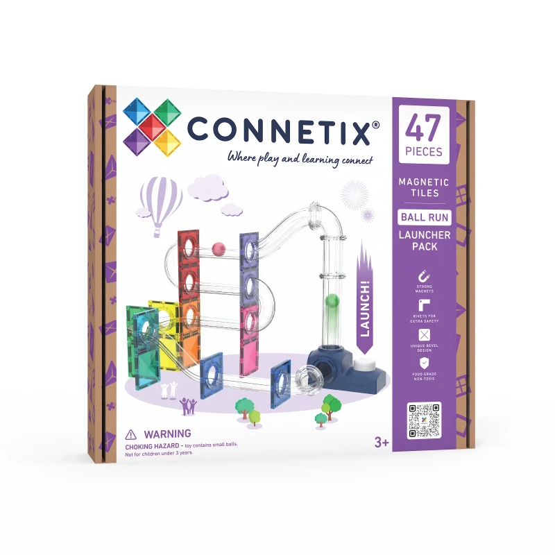 Connetix - klocki magnetyczne kulodrom z wyrzutnią 47 elementów 