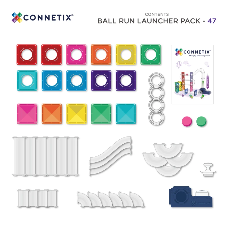 Connetix - klocki magnetyczne kulodrom z wyrzutnią 47 elementów 