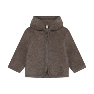 HUTTELIHUT kurtka z kapturem i uszami z wełny merino Brown Melange