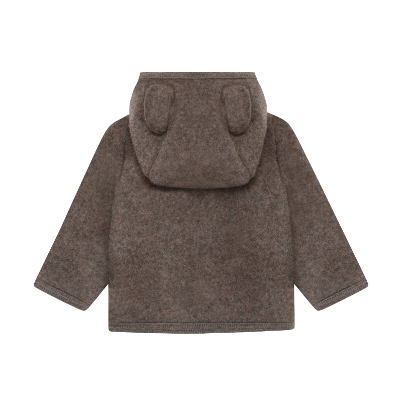 HUTTELIHUT kurtka z kapturem i uszami z wełny merino Brown Melange