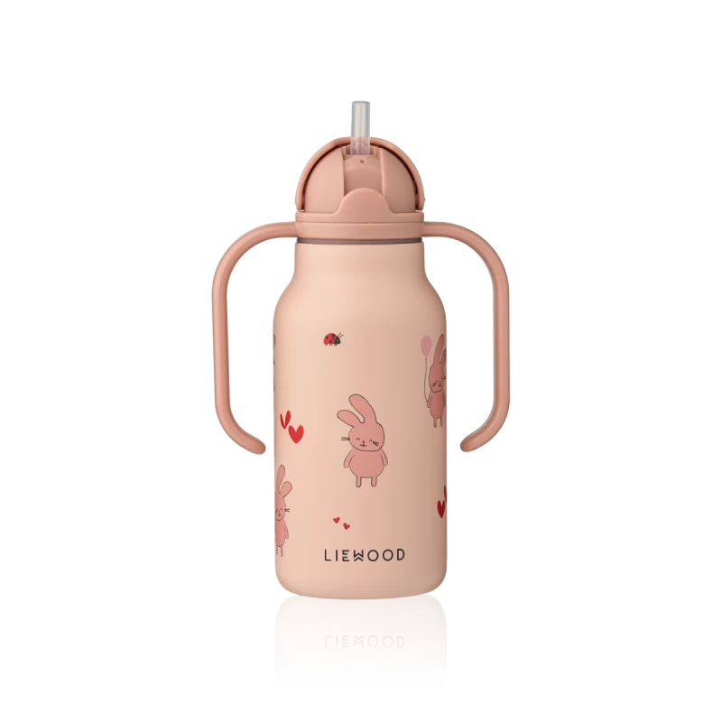 LIEWOOD butelka stalowa ze słomką Kimmie 250ml Królik