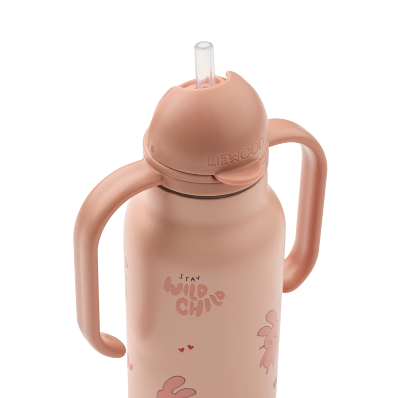 LIEWOOD butelka stalowa ze słomką Kimmie 250ml Królik