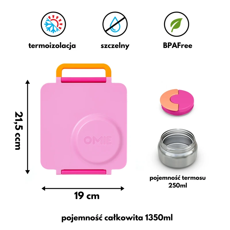 OMIEBOX lunch box z termosem, Pixie Pink 