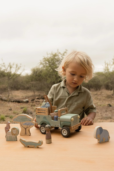 Little Dutch Drewniany samochód ze zwierzątkami Safari Friends