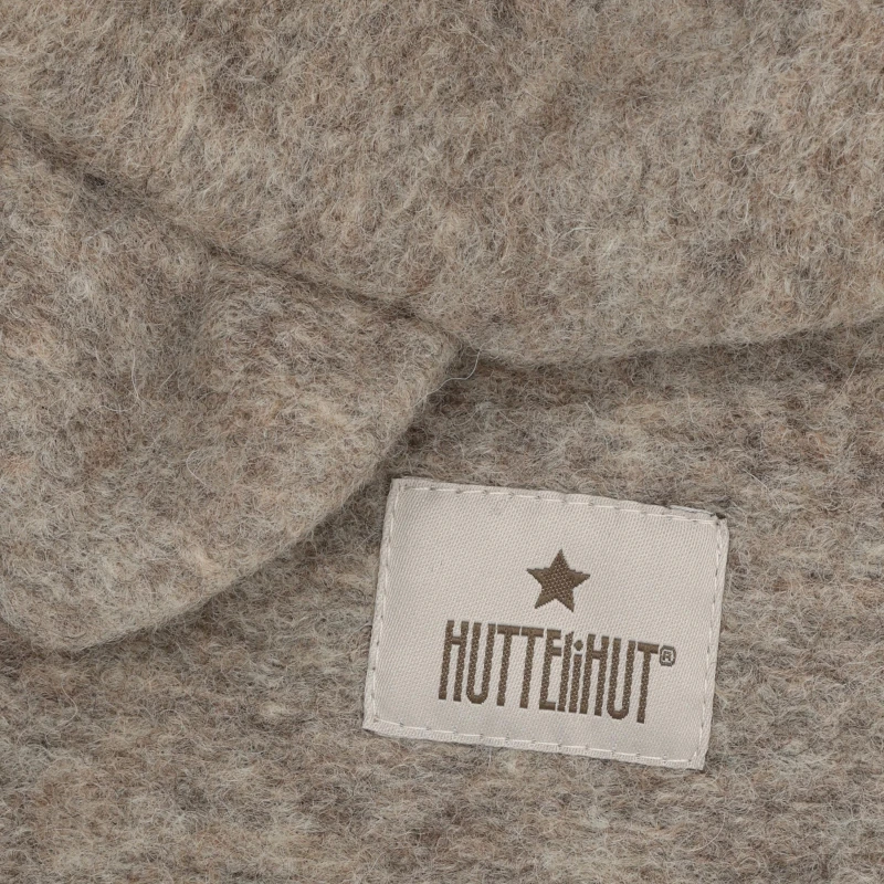 HUTTELIHUT kominiarka z wełny merino z uszami kotka Camel Melange 