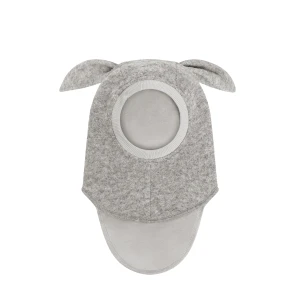 HUTTELIHUT kominiarka z wełny merino z uszami królika Grey Melange