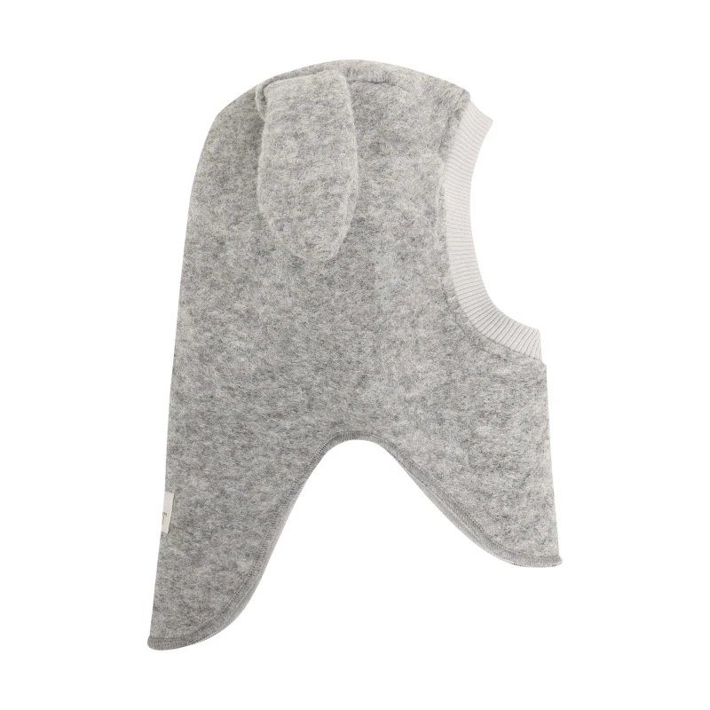 HUTTELIHUT kominiarka z wełny merino z uszami królika Grey Melange