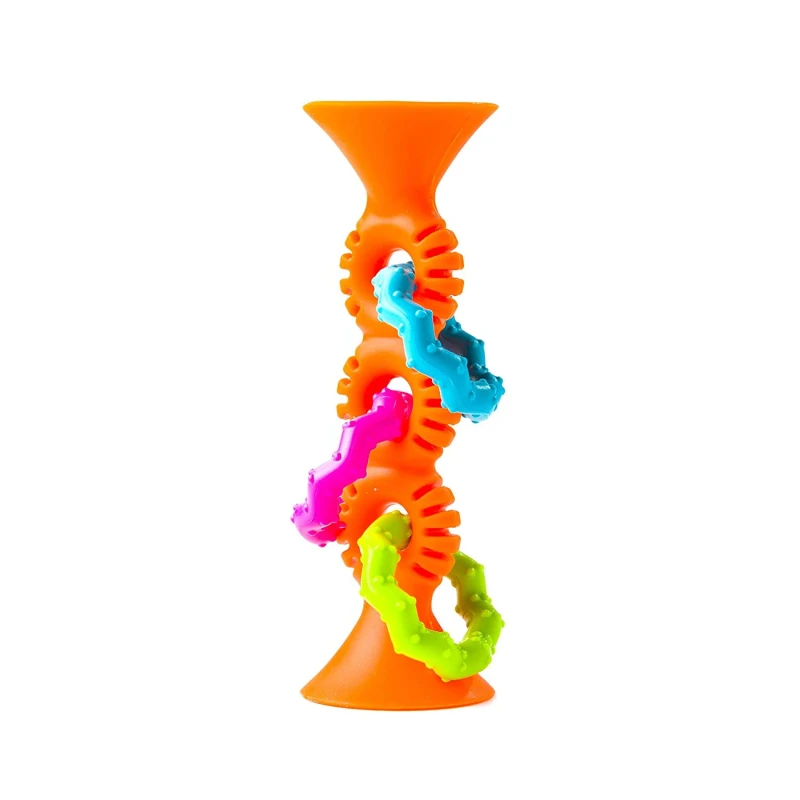 Fat Brain Toy Bobo Przyssawki Grzechotka Pomarańczowa. PipSquigz Loops