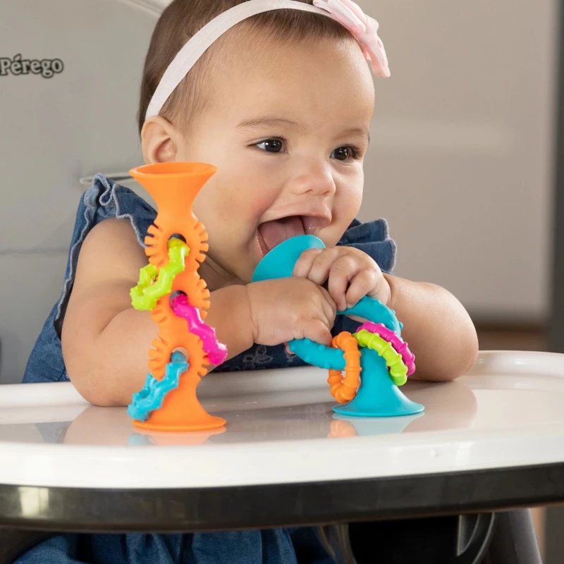 Fat Brain Toy Bobo Przyssawki Grzechotka Niebieska. PipSquigz Loops
