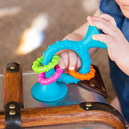 Fat Brain Toy Bobo Przyssawki Grzechotka Niebieska. PipSquigz Loops