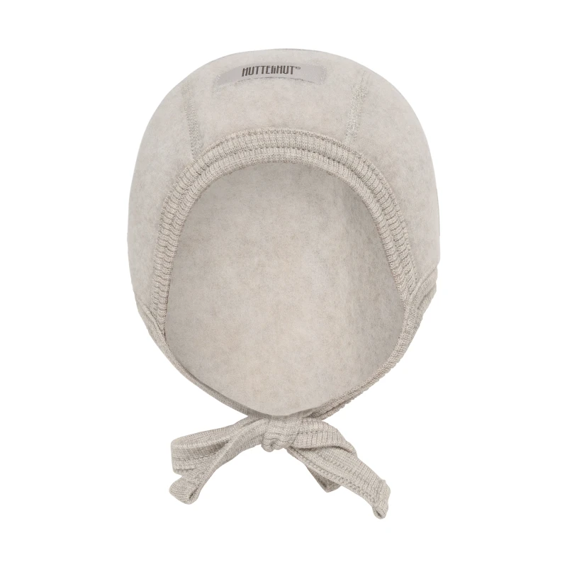 HUTTELIHUT czapka bonetka wiązana z wełny merino camel melange