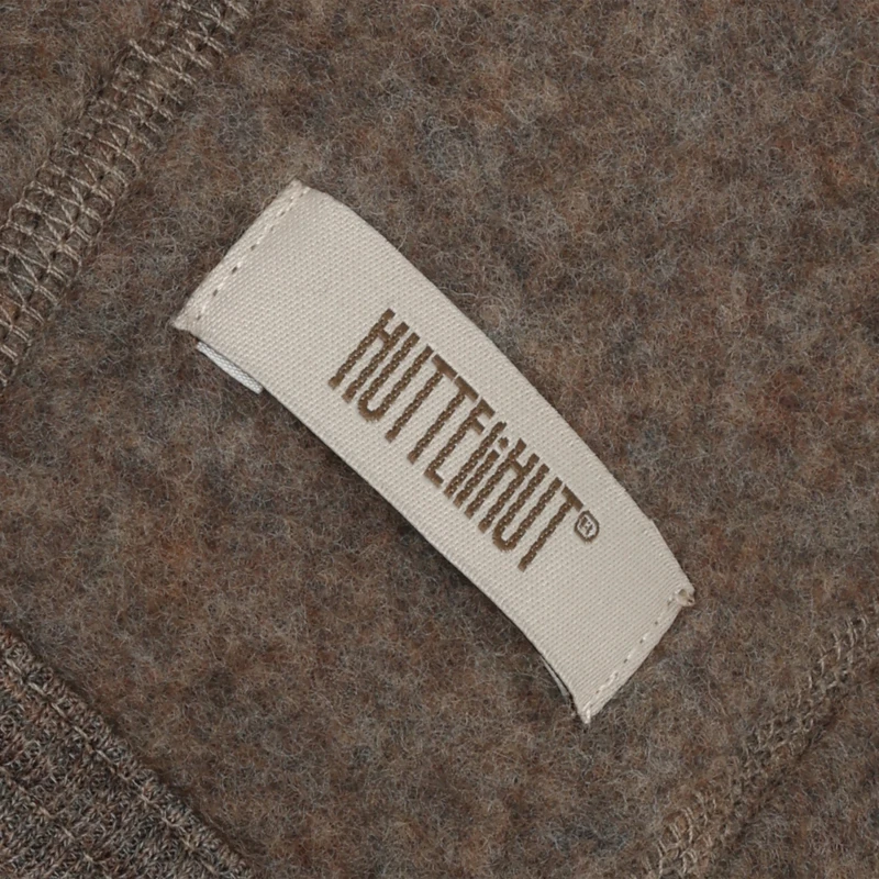 HUTTELIHUT czapka bonetka wiązana z wełny merino Brown Melange