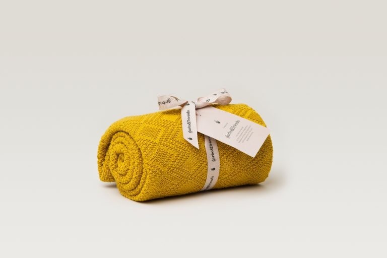 Garbo & Friends, kocyk bawełniany 120x80cm, Ollie Mustard Blanket