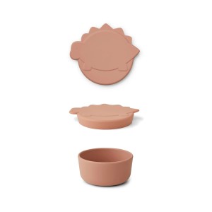 LIEWOOD, średni silikonowy pojemnik na przekąski, Cornelius Snack Box Medium - Dino dark rose