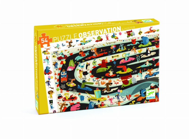 DJECO, puzzle obserwacyjne 54el, Car Raly