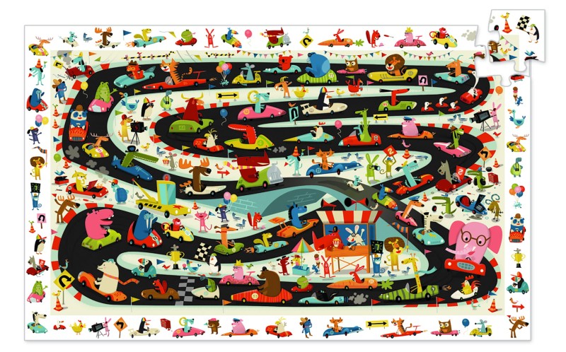 DJECO, puzzle obserwacyjne 54el, Car Raly